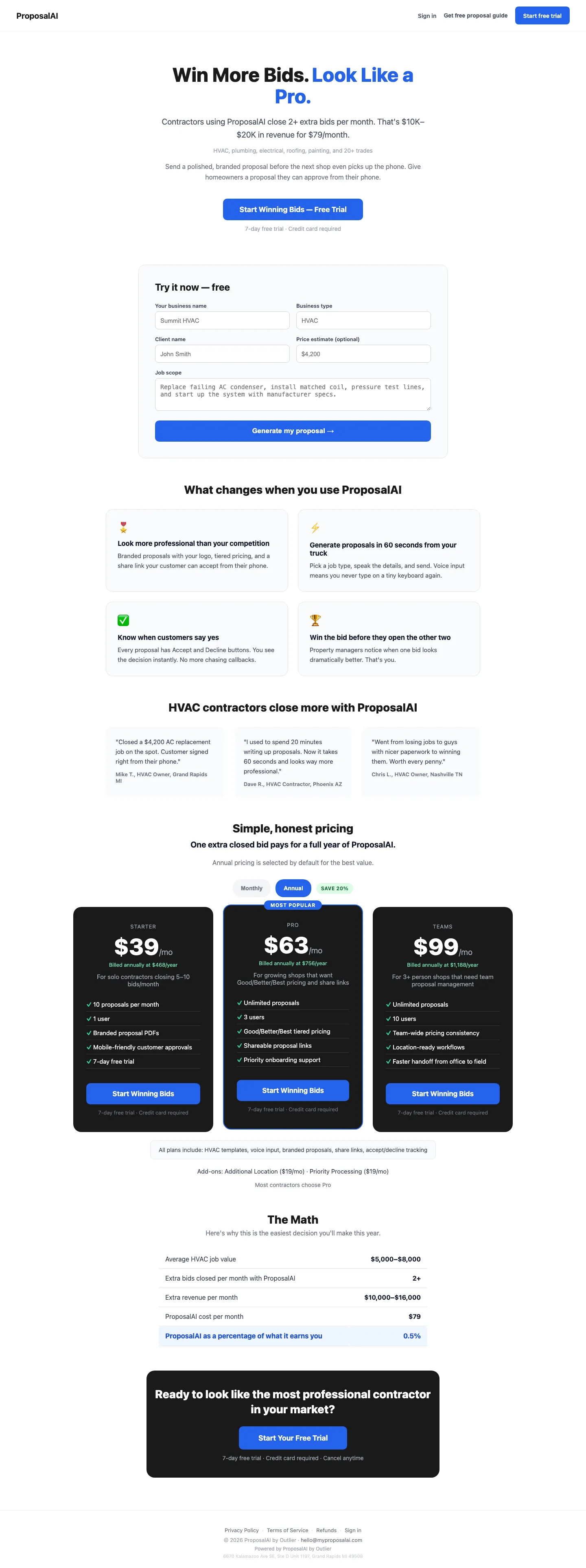 ProposalAI — AI proposal software for contractors